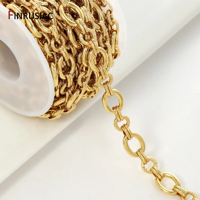 18K Gold Plated Brass Chain Bulk Heavy Circle Chains for Jewelry Making,9*12mm Cable Chain for DIY Necklace Bracelet Accessories