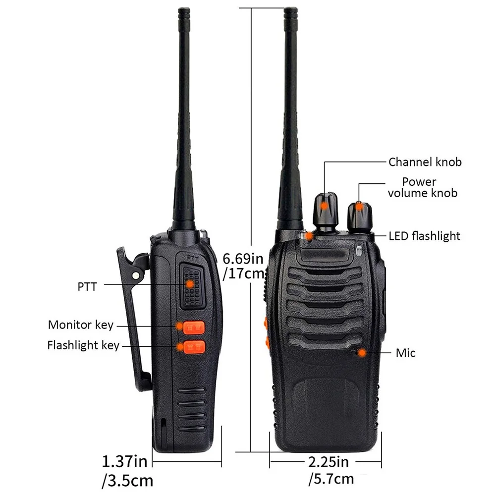 888S UHF Two-Way Walkie Talkie 400-470MHz 16CH USB Ham Portable Radio Transceiver for Hunting Hote
