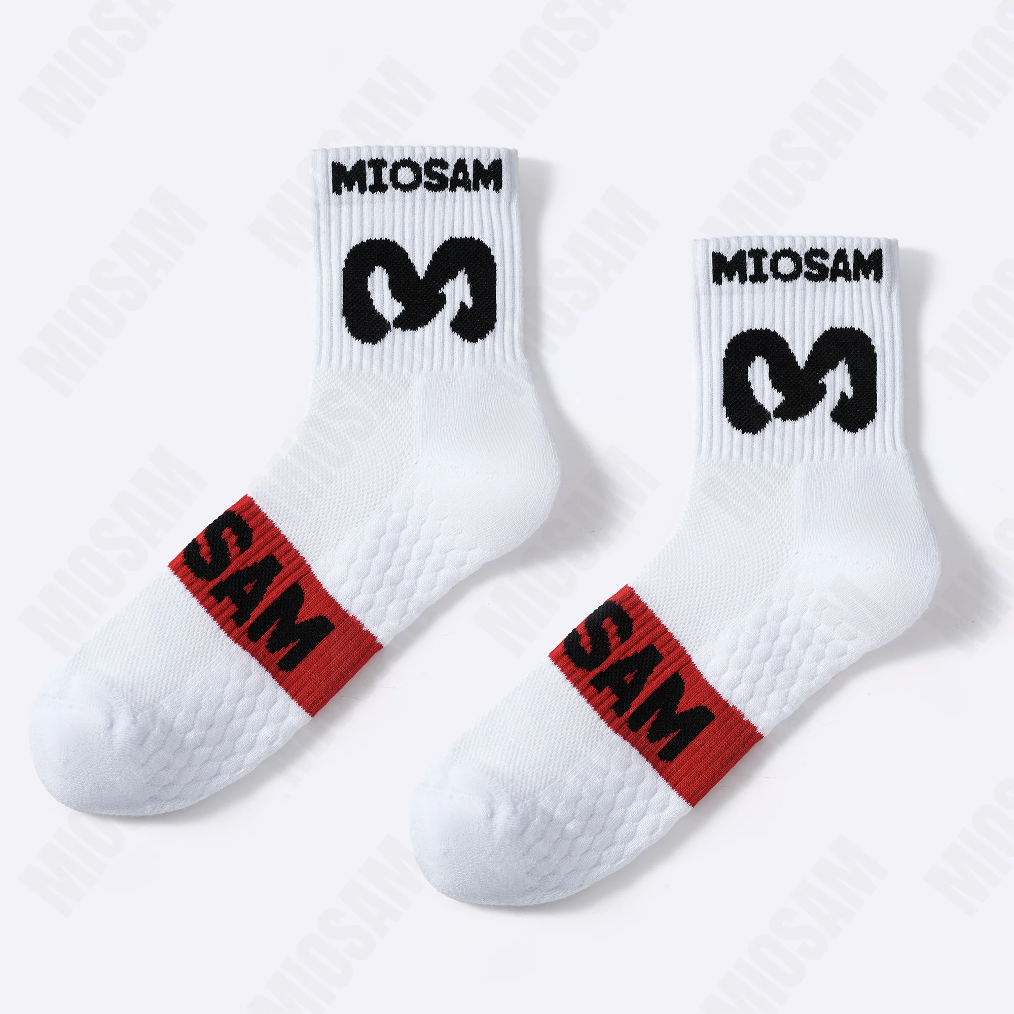 MIOSAM Top Quality 2pair Men's Combed Cotton Breathable Moisture Wicking comfort Crew Socks Casual Sports Terry bottom Socks