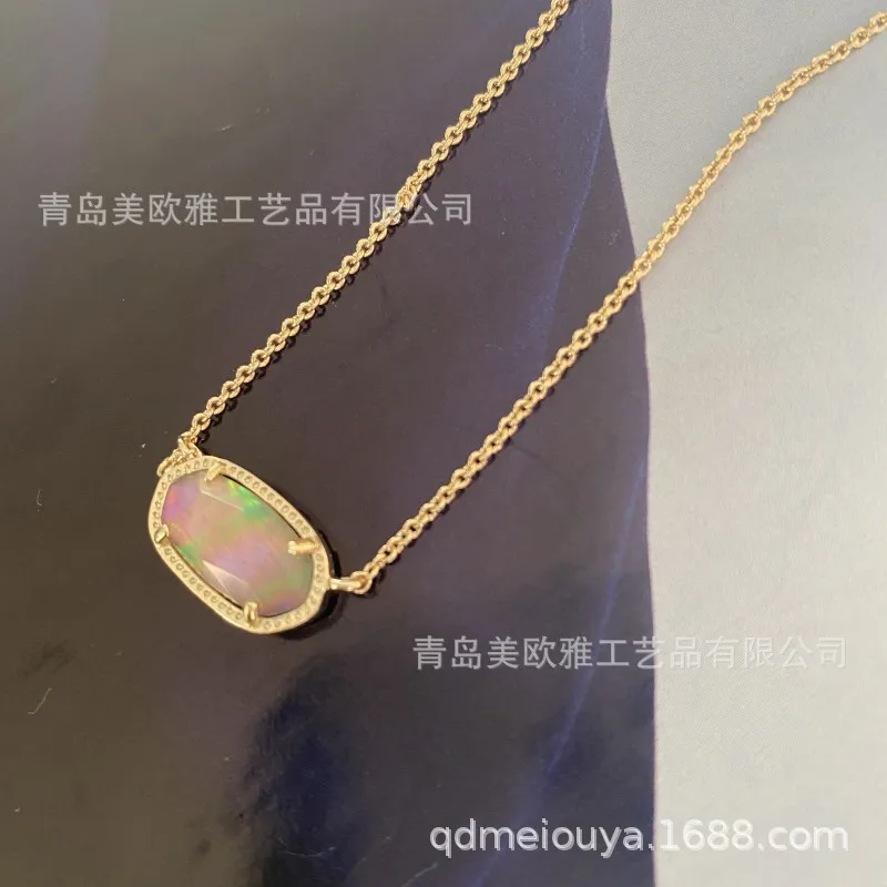 New Original Order Foreign Trade Elisa Simple Lilac Iridescent Abalone Shell Necklace Fashionable Collarbone Chain