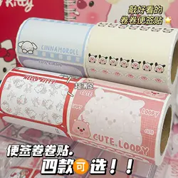 150Pcs/roll Sanrio Cartoon Sticky Notes Student Accessories Pastable Tearable Label Stickers Children's Stationery Girl Gift