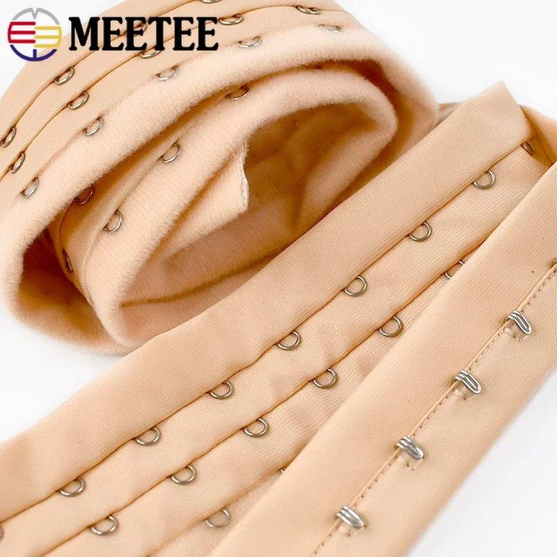 1Yard 3 Rows Bra Extender Underwear Adjust Hook Back Buckle Corset Extension Strap Ribbon Tape DIY Band Sewing Accessories