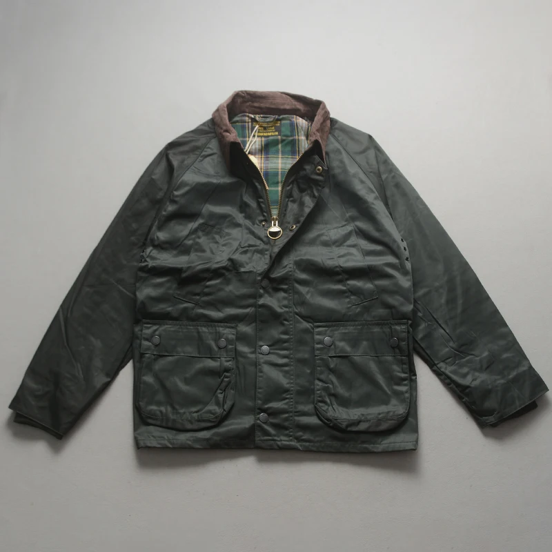 

Retro Briti Sle Men's Hunting Jaet Autumn Winter Corduroy Collar Waterproof Oil Wax Jaet Faionable Urban Outerwear