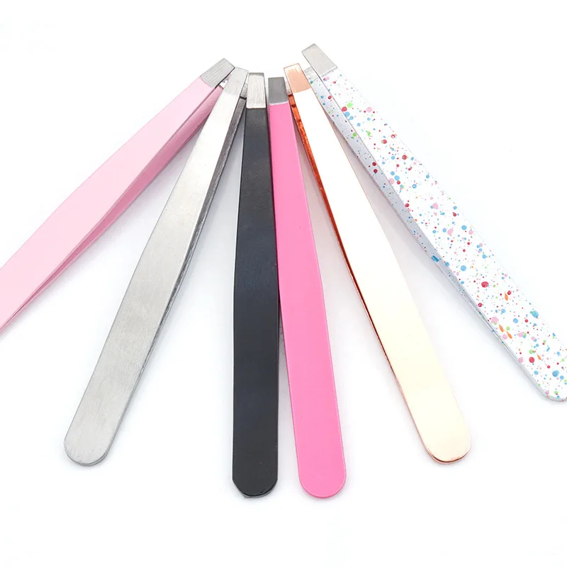 Pince à sourcils, pince à sourcils en acier inoxydable, extracteur de poils fins, pinces à sourcils inclinées en acier inoxydable, outils de maquillage pour l'élimination