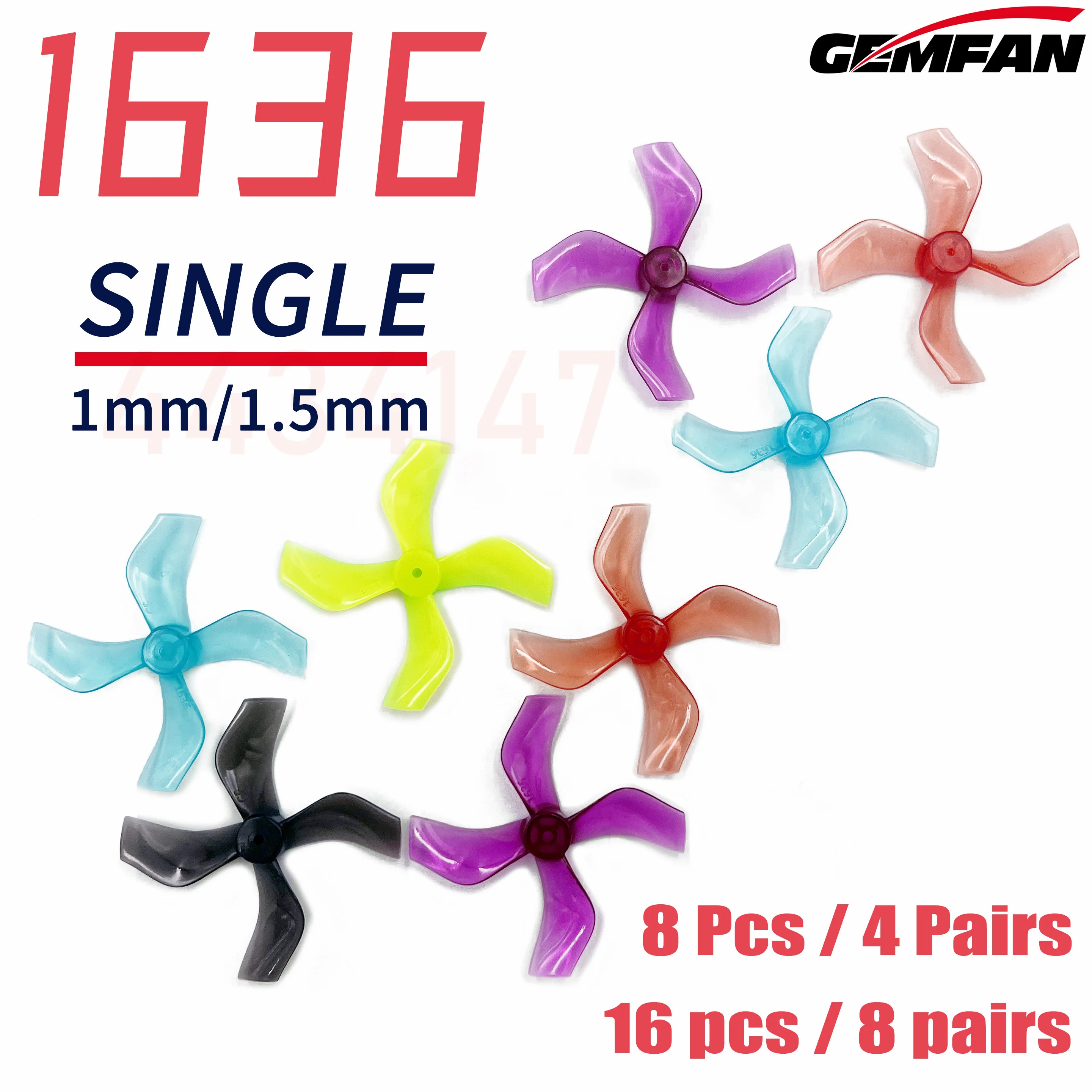 8/16PCS Gemfan 1636 40mm 4-Blade PC Propeller 1mm 1.5mm Single Hole for FPV Racing Brushless Tinywhoop Drones 1103 1105