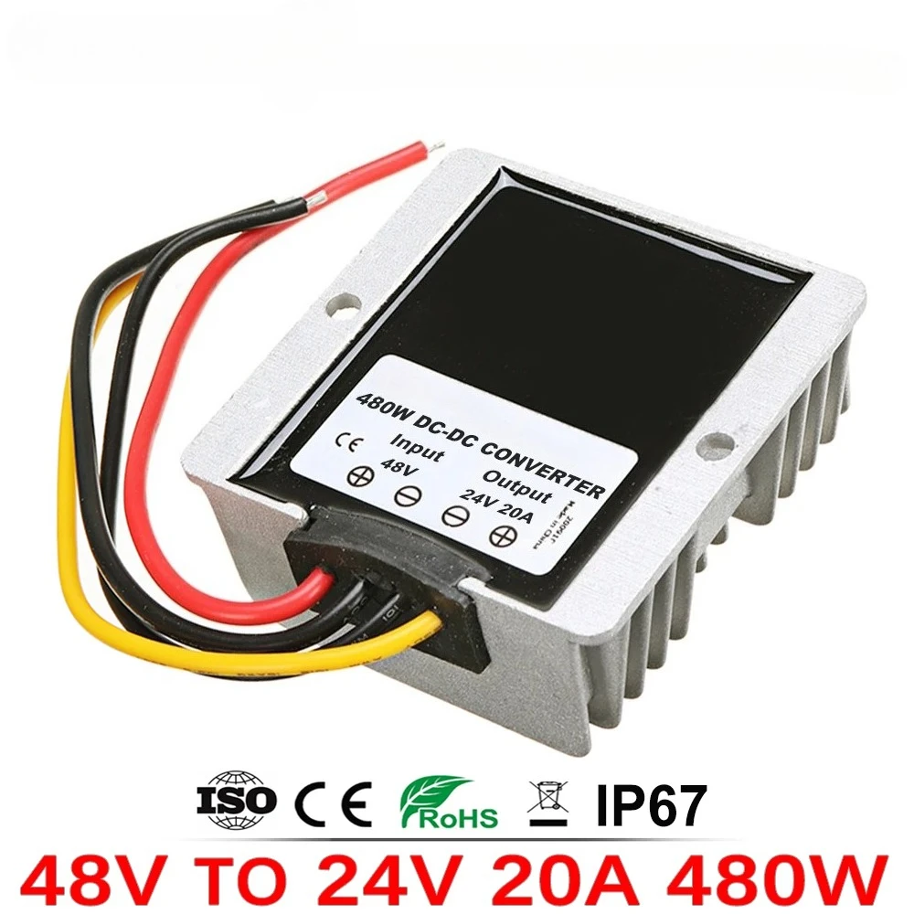 36V 48V do 24V 10A 15A 20A Step Down DC DC Power Converter Voltage Regulator 48 Volt to 24 Volt Buck Module for Truck Car ROHS
