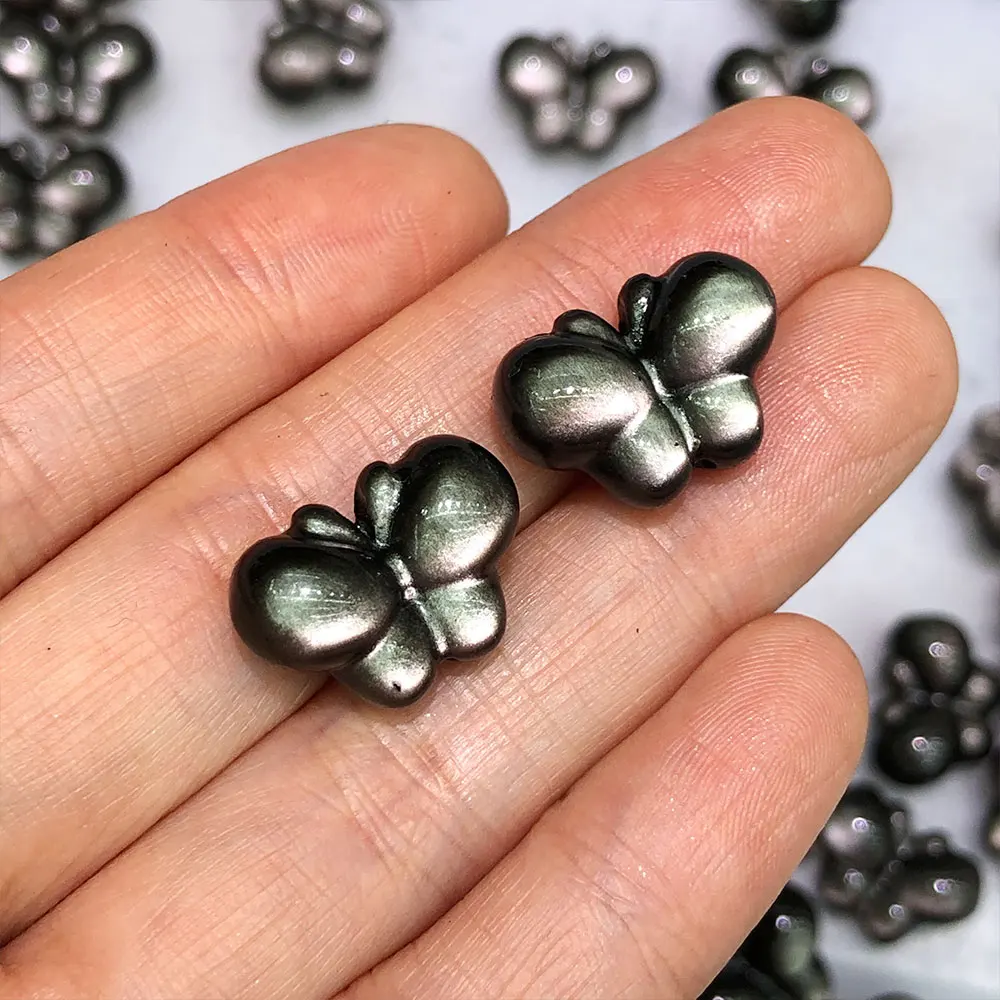 5pcs/Lot Natural Stones Silver Obsidian Butterfly Mini Carvings Crystals Crystal Stone Home Decor