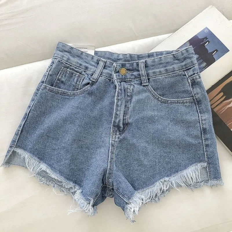 

Women Summer High-Waisted Denim Shorts Ins Style Umbrella Shape American European Trendy Fashion Short Pants Casual Streetwear