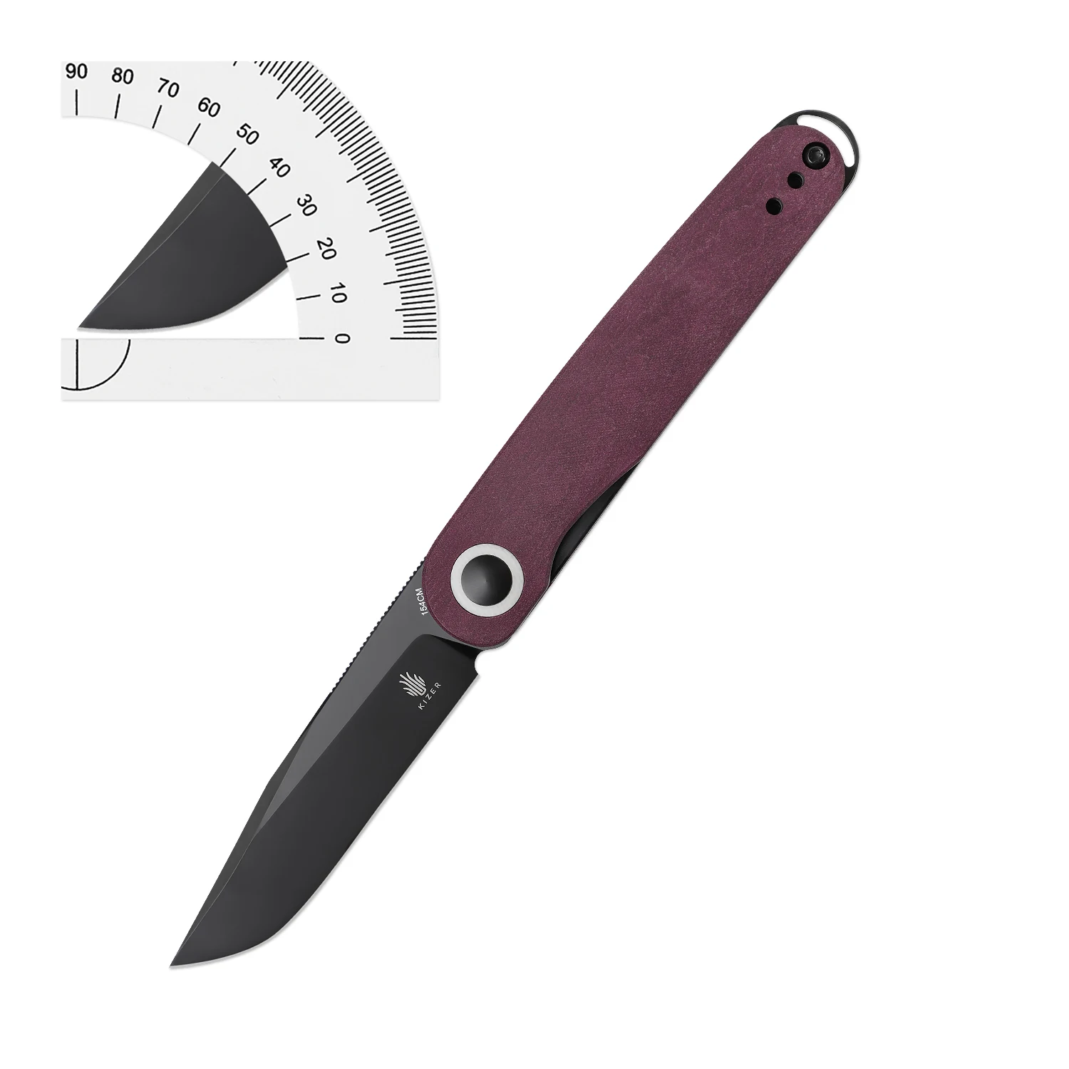 Kizer Mini Knife Squidward V3604C3 2023 New Survival Knife with Richlite Handle and 154CM Steel Blade Camping Tools