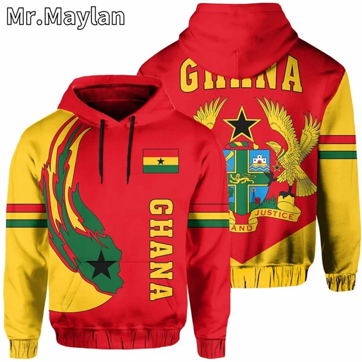 Afrikaanse Hoodie Country Ghana Vlag 3d Bedrukt Unisex Hoodies Heren/Dames Streetwear Rits Casual Jasje Trainingspakken W-0111