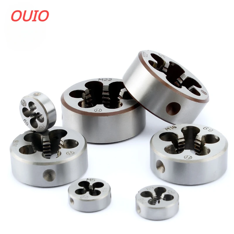 OUIO Thread Die Set M2 M3 M4 M5 M6 M10 M12 M14 M16 M18 M20 M30 utensile da taglio per filettatura tonda in acciaio legato ad alta velocità