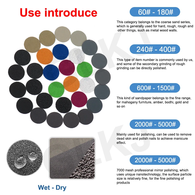 1-100pcs 1" 25mm Sanding Discs Grit 60-10000# Flocked Sandpaper Disc Hook&Loop Pad For Abrasive Grinding Polishing Tool Dry/Wet