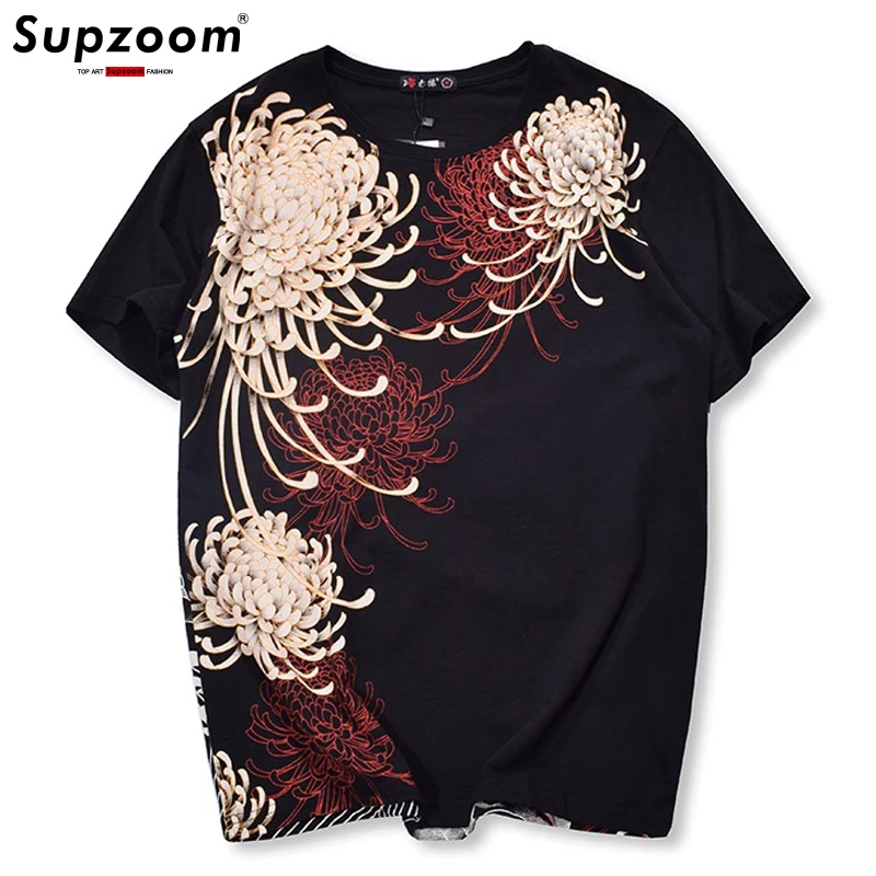 Supzoom 2022 New Arrival Animal Summer Hot Sale Men Goods Embroidery Brocade Carp With Short Tattoo O-neck Cotton Casual Tshirt