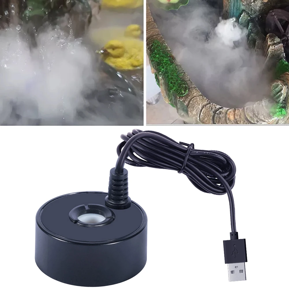 Generador de niebla para fuente USB de 5V, pequeño rocalla, agua, pecera, paisajismo, resistente al agua, blanco/negro