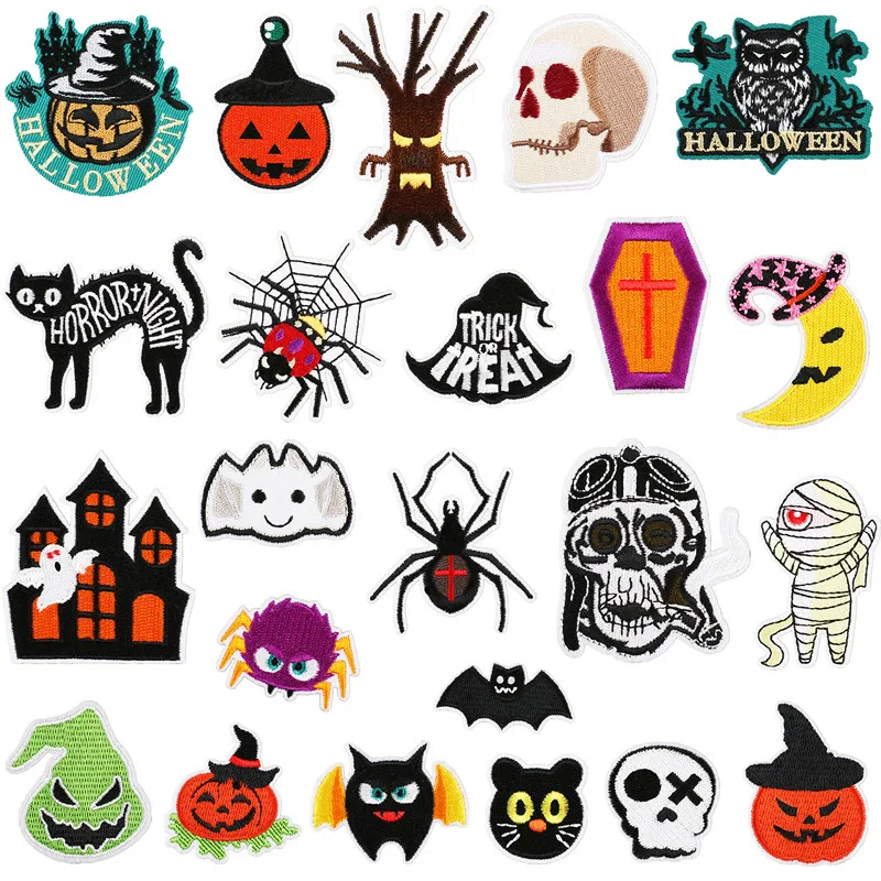 Horror Doll Ghost Halloween Popular Embroidered Logo Garment Accessories Cloth Sticker Patches Iron-on Bag Clothing For Kid