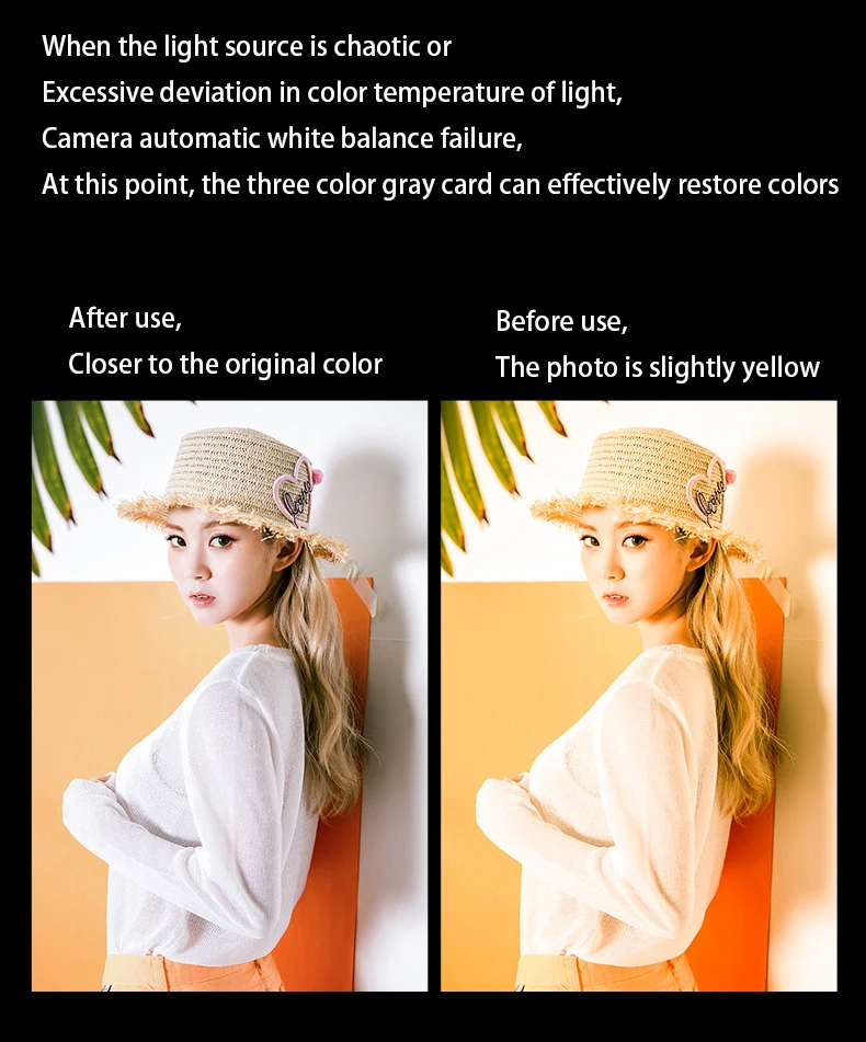 Color Calibration Cards 3 In 1 White Black Grey Balance Cards 18-degree Small Gray Card With Neck Strap Photography Accessories