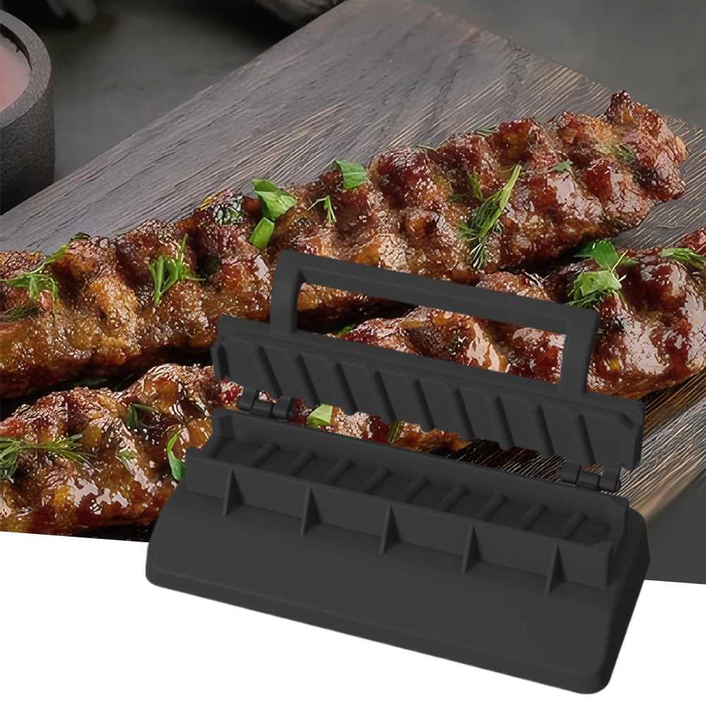 Manual Kabob Mould Plastic Barbecue Meat Skewer Machine Portable Reusable BBQ Skewer Maker Easy BBQ Companion for Home Chefs