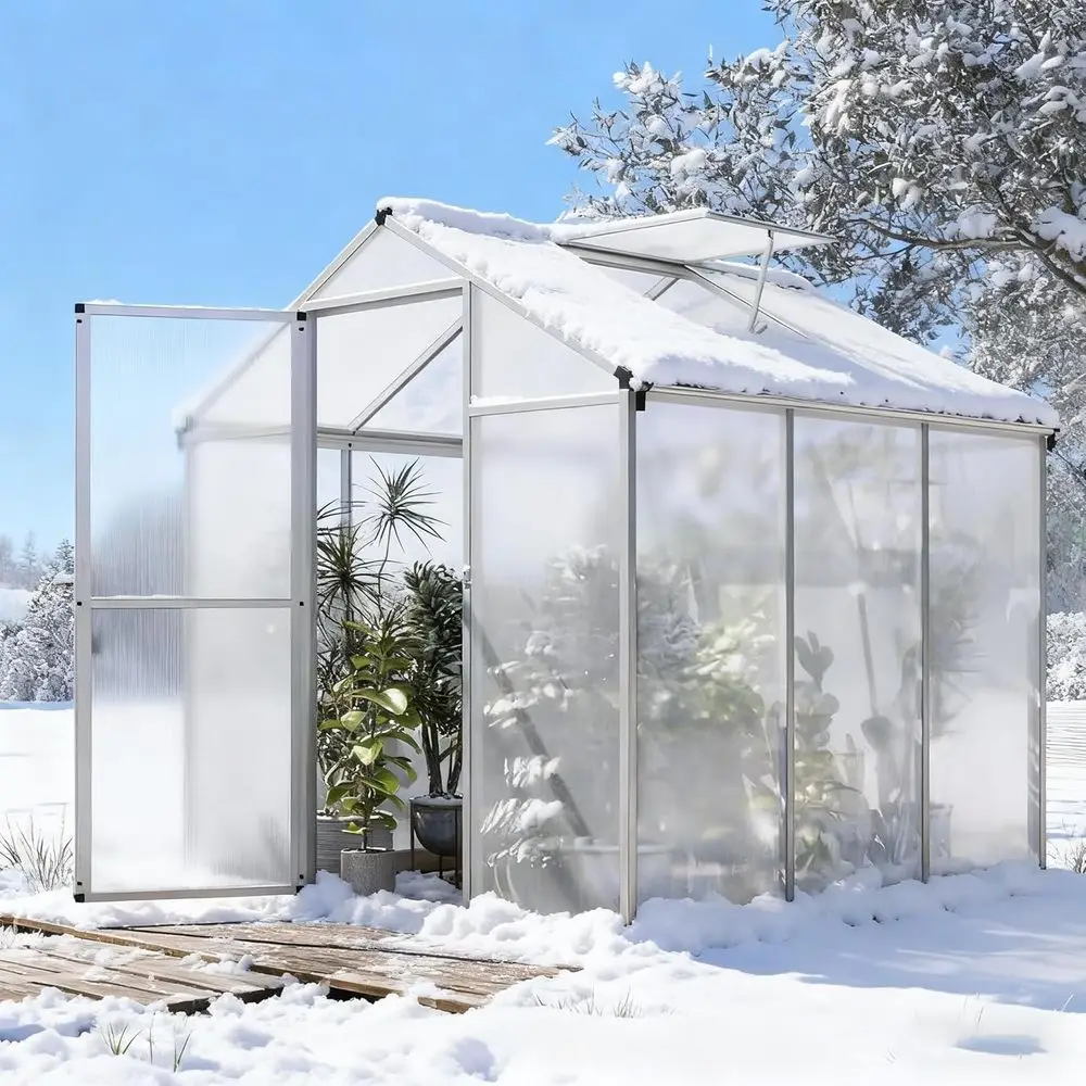 

Теплица 6,25x6 футов, быстросборная, из алюминия и ударопрочного поликарбоната, с вентиляционным отверстием 24x23 дюйма для патио/сада