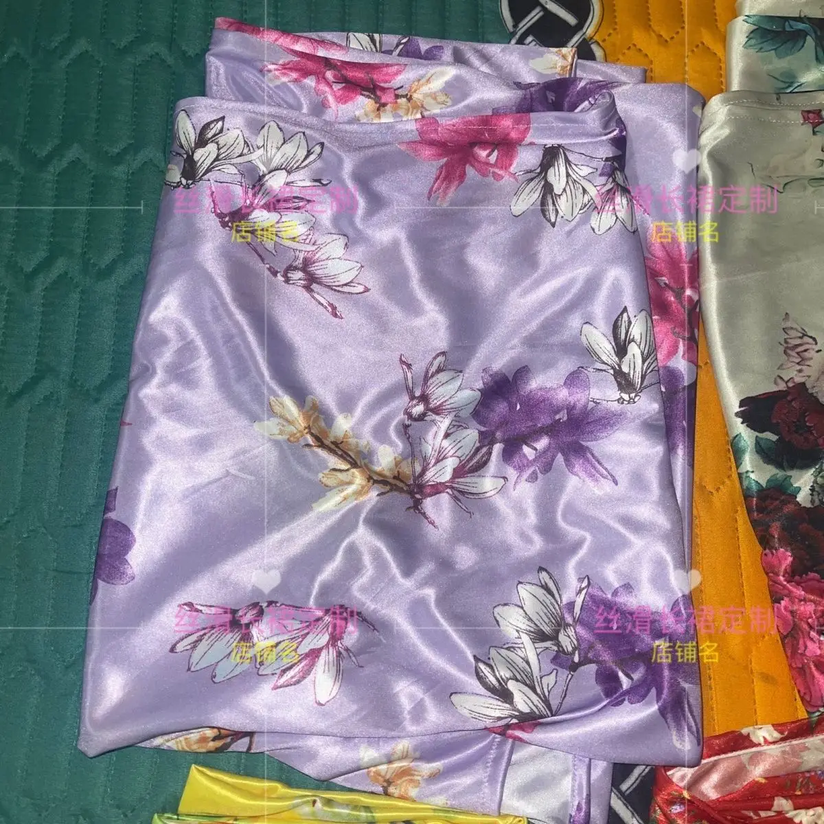 

No Pillow Cover Glossy floral print summer satin silk sheet Double side Ice cool bedspread home bedding