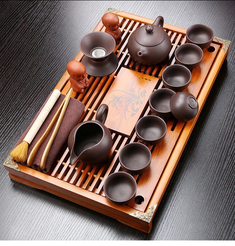 Hot Sales Fathers Day Gift Idea Kung Fu Tea Set Drinkware Chinese Tea Ceremony with Tea Table Over Eight-piece Set High-end Gift