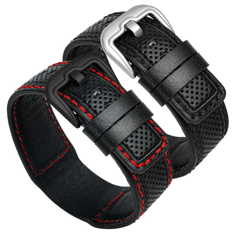 Für dietrich panerai männer weiches armband 24mm schwarz rot gelb grün ein ganzes leder uhr armband gürtel leder armband armband