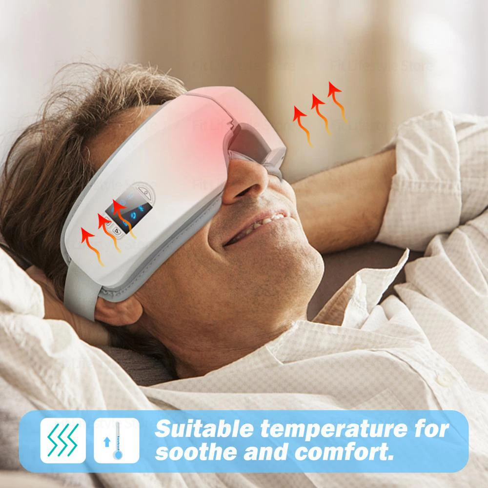 Inteligente Eye Massager com vibração de calor, airbag vibrador, olhos cuidados instrumento, compressa quente, máscara Bluetooth, 4D