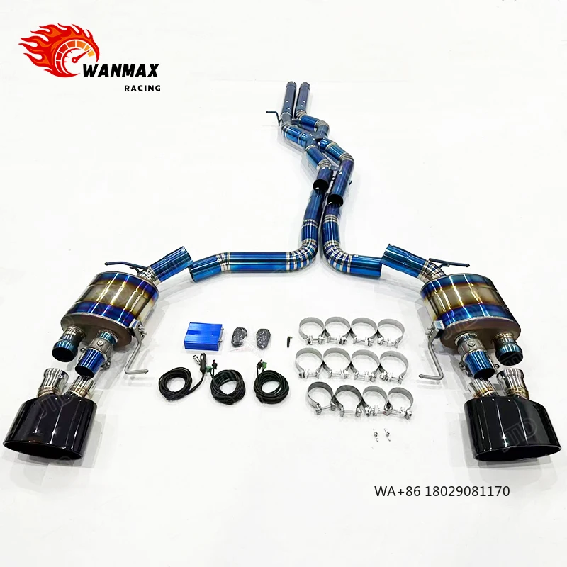 

Для Audi RS7 C8 (4.0 TFSI) 2017-2018 годов: выхлопная система OPF с X-образным патрубком и 76-мм черными с синим обжигом концами, использует OEM-клапаны, без блока управления.