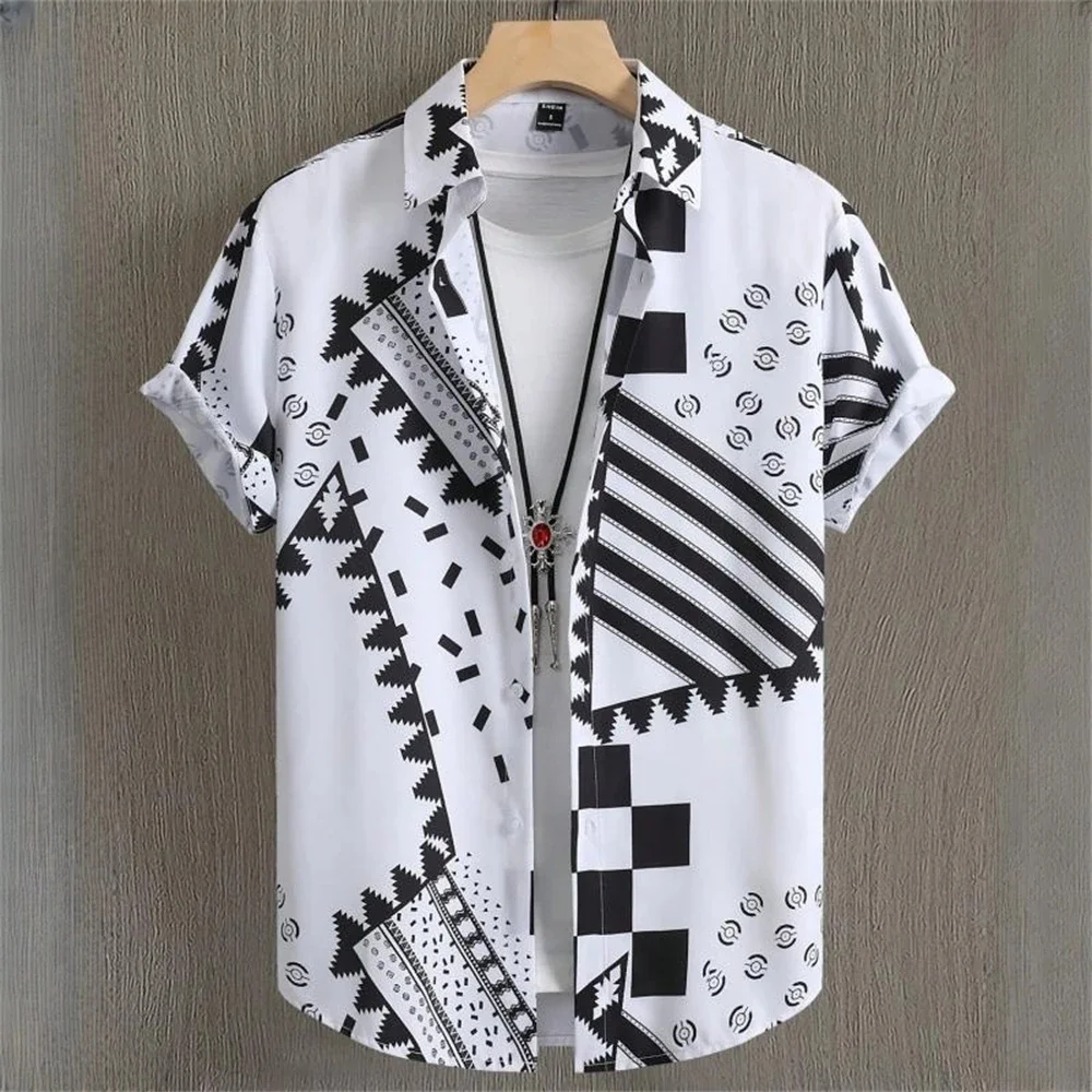 Hawaiian style short-sleeved shirt jacket with 3D digital printing, loose and casual men\'s short-sleeved shirt, new style for 20