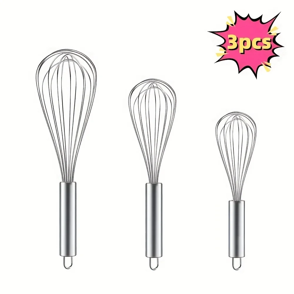 3pcs stainless steel mixer set, kitchen mixer, egg beater for cooking, egg beating, mixing, stirring (large+medium+small)