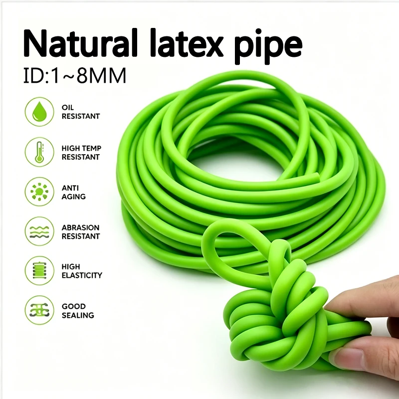 5M/2M Fruit Green Natural Latex Tube ID 1-8mm with excellent sealing performance and good extensibility