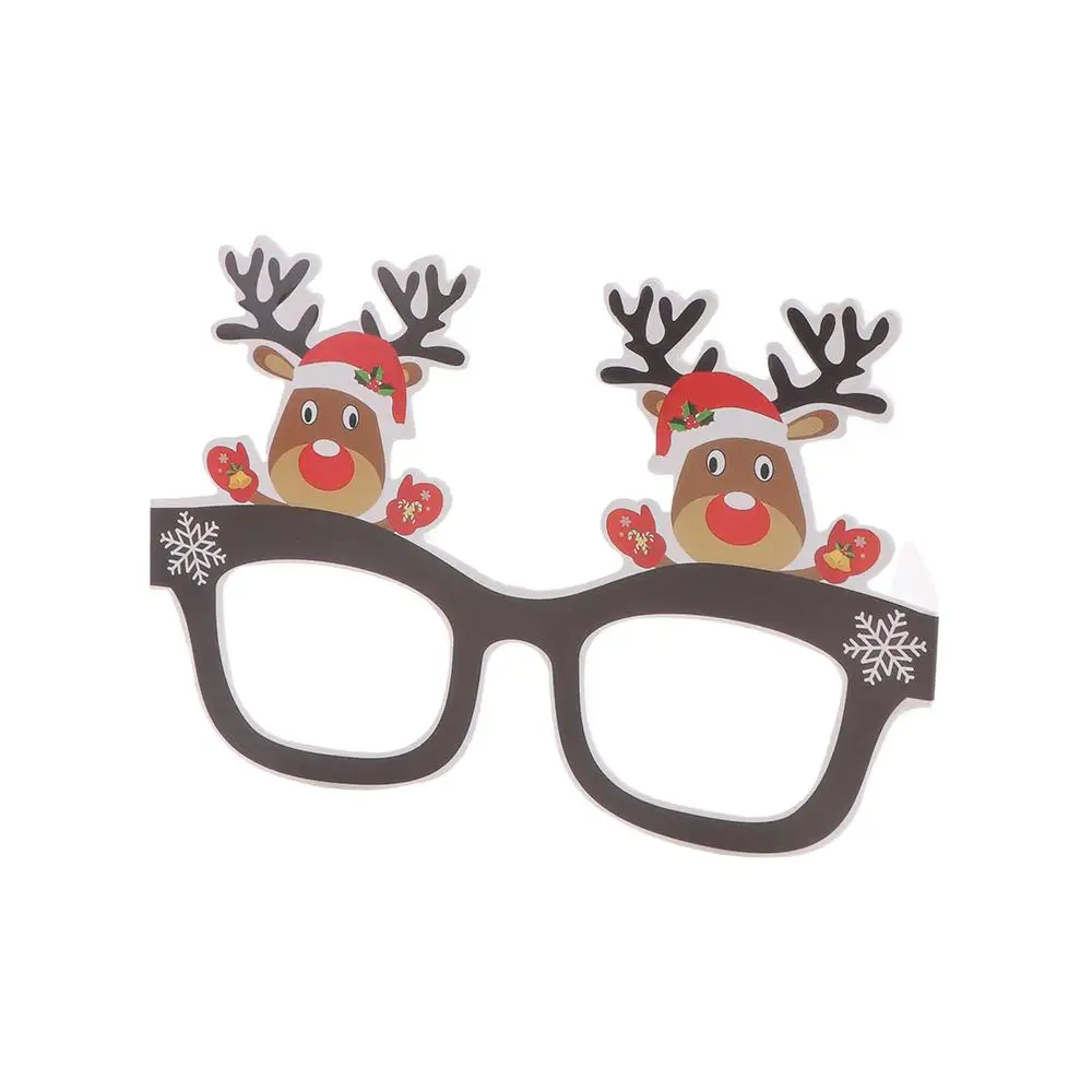 9pcs/set Cartoon Santa Claus Paper Glasses Papper Foldable Snowflake Elk Glasses Santa Claus/Snowman/Christmas Tree