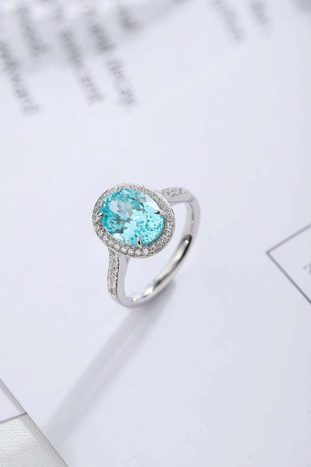 Vintage 925 Silver 3.95 Carat Paraiba Lab Grown Gemstone Ladies Fashion Jewelry Wholesale Women Rings