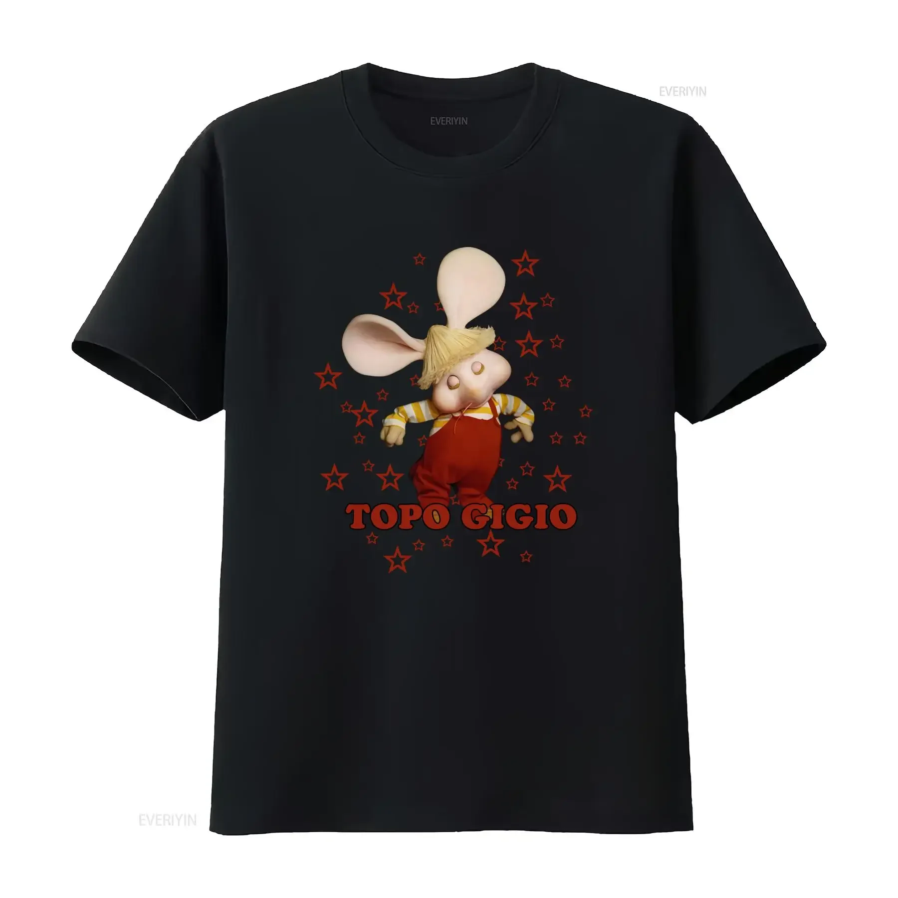 Camiseta con Estampado de Dibujos Animados de Topo Gigio, Estilo Casual Vintage, Lavada, para Uso Diario, Unisex, Elástica y Elegante