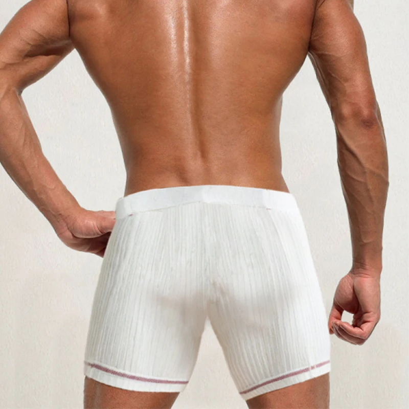 Letnie, oddychające, elastyczne, dopasowane szorty męskie, dzianinowe szorty w paski z kontrastowymi kolorami, bielizna nocna męska, dzianinowe szorty.