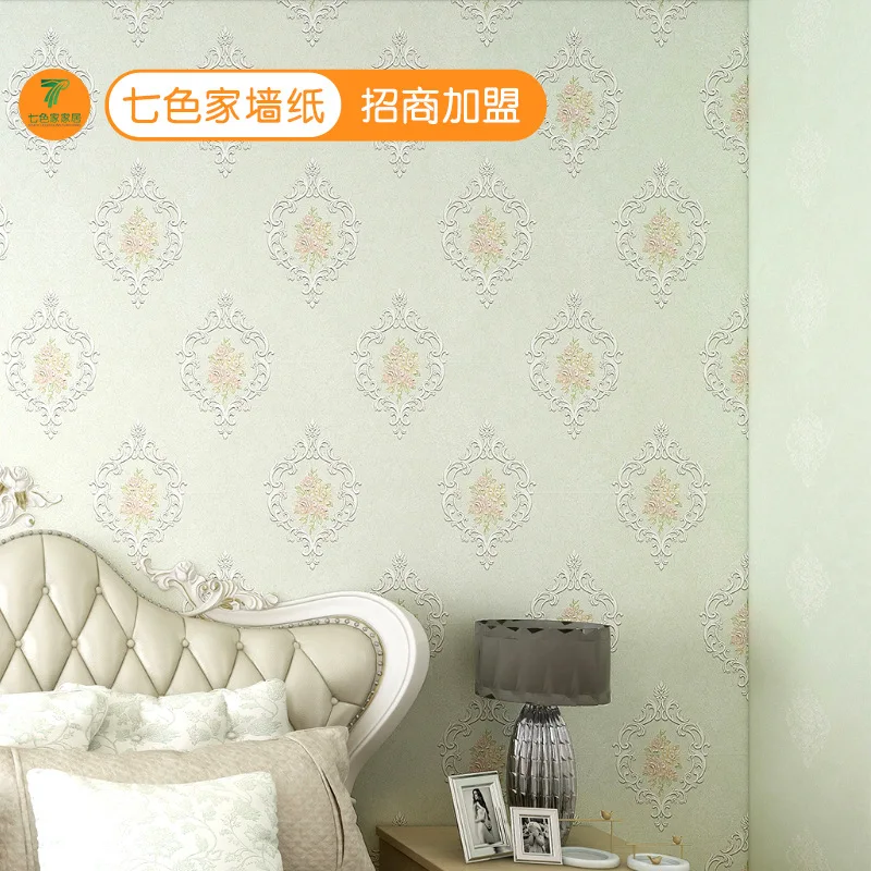 الجملة بسيطة النمط الأوروبي 3D زهرة كبيرة خلفية لغرفة النوم الفتيات غرفة الزفاف رومانسية البلد غير المنسوجة الجدار Pa #5