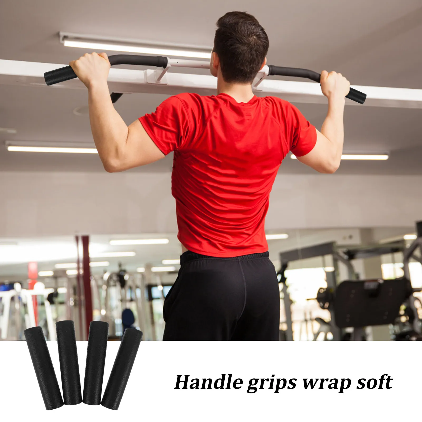 Picture 3: 4Pcs Barbell Grips Ergonomic Soft Handle Wraps for Pull Ups Dumbbell Bars Powerlifting Strength Training Non-Slip Fitness