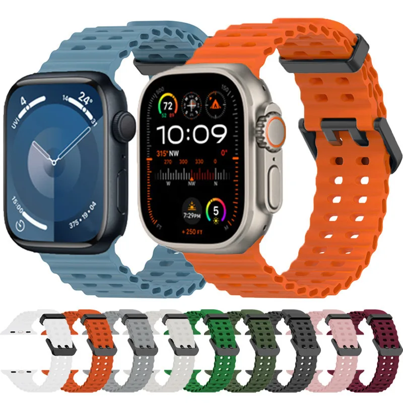 Pasek sportowy do zegarka Apple Watch Band Ultra 2 49 mm 45 mm 44 mm 42 mm Silikonowa bransoletka zamienna Correa do zegarka iWatch Series 9 8 7 6 4 SE