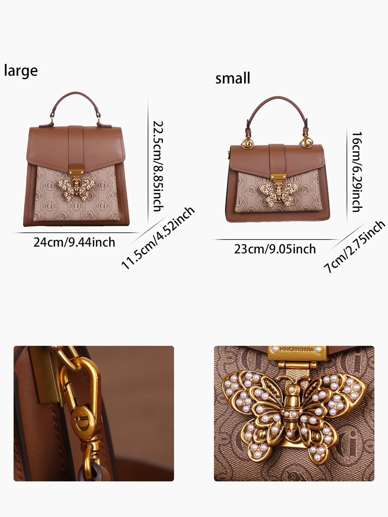 2026 New Luxury Small Square Bag Ladies Elegant European and American Fashion Handbags Retro Butterfly Hardware Decoration Heavy