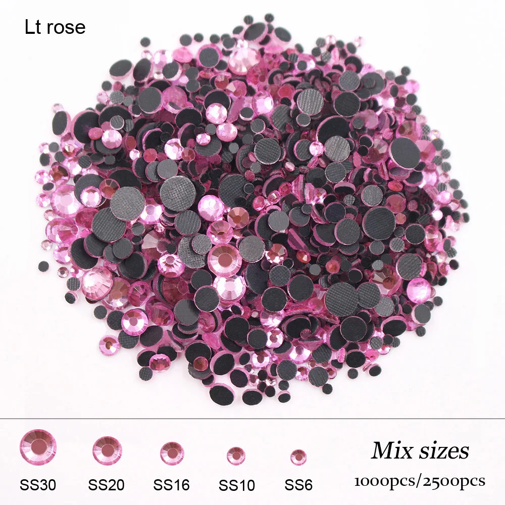 Lt Rose Flatback Glass Hotfix Rhinestones Iron On Strass Crystal Stones Hot Fix Rhinestones For Clothes Fabric Decoration Gems