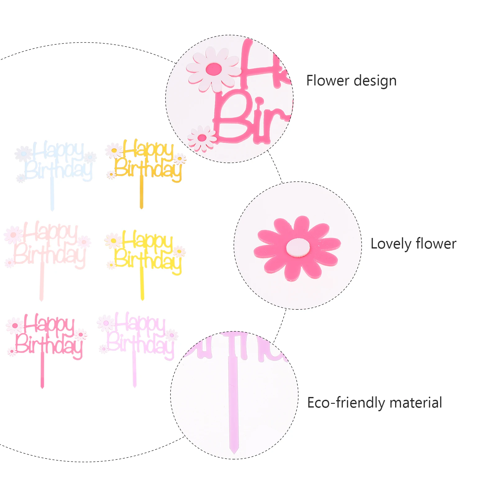

6 Sets Cake Insert Premium Picks Daisy Flower Topper Decoration Practical Decorative Creative Desserts