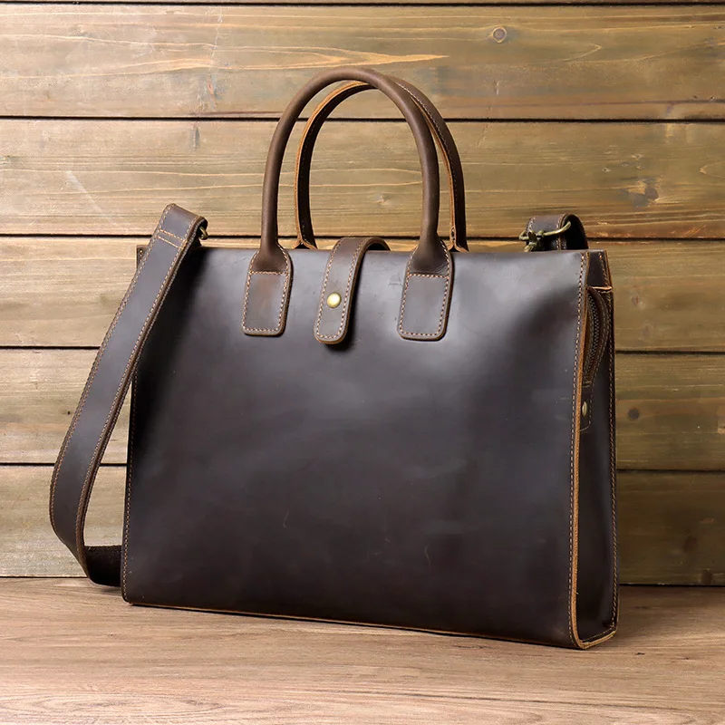 

YH3246 Real Leather Handbag for Men, Crazy Horse Leather, Top Layer Cowhide, Single Shoulder Crossbody Computer Bag