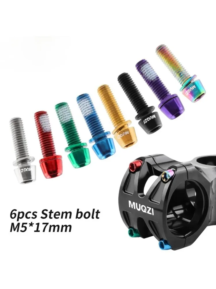 AliExpress 6pcs M5x17mm Stem Bolts Bicycle Handlebar Stem Screw With Washer MTB Road Bike Stem Riser Screw Bicycle Parts