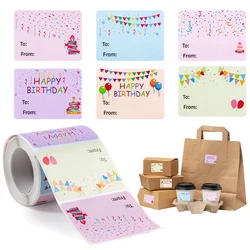 200/250pcs Roll Happy Birthday Gift Tags Sticker Name Tags Sticker Birthday Party Favors Envelope Packing Seals Sticker