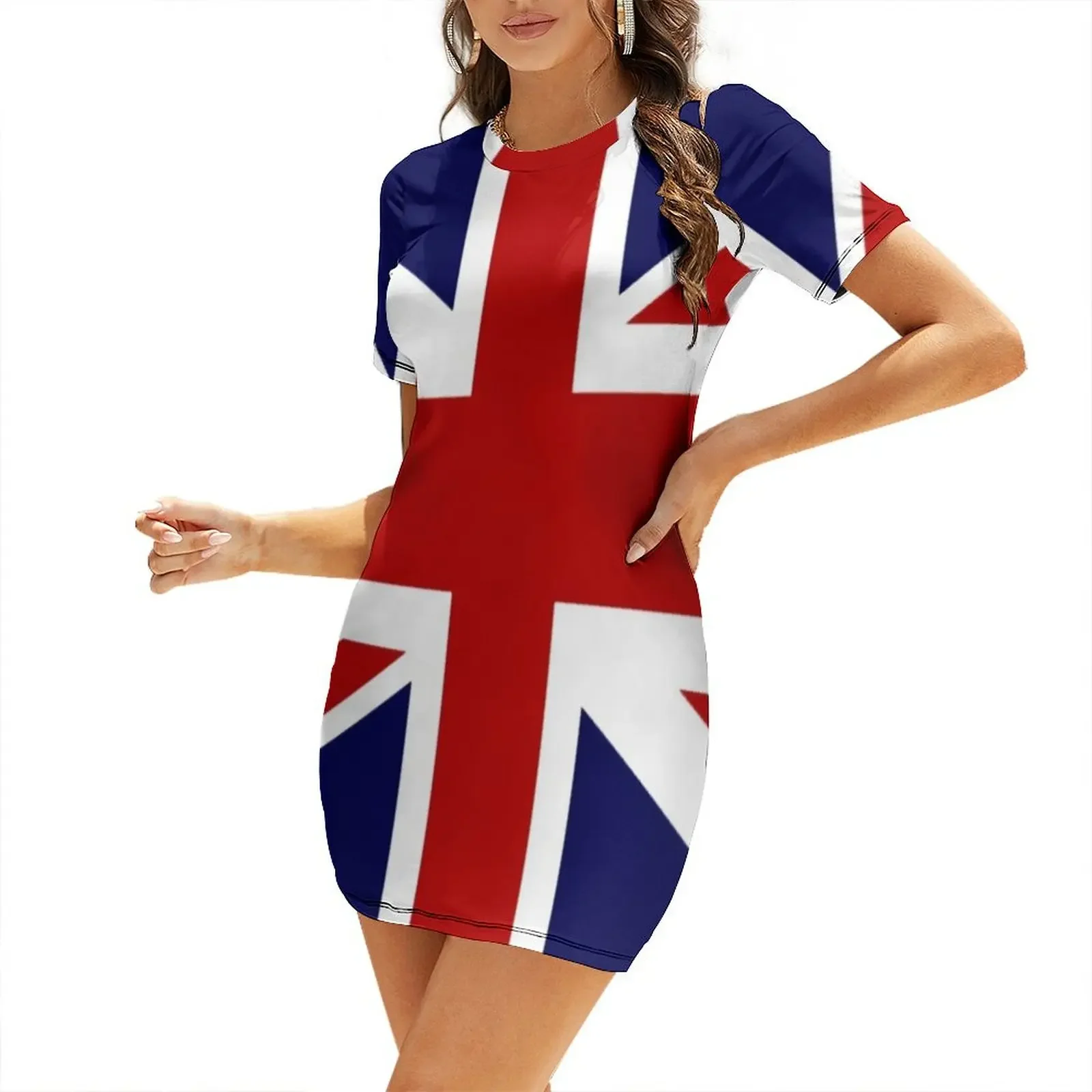

Union Jack Flag of UK Short-Sleeved Dress summer dress daily Elegant gown elegant chic wedding evening dresses Dress