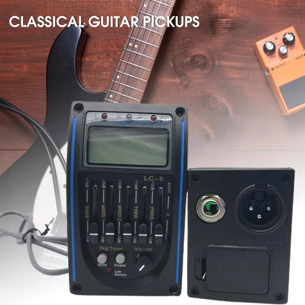 Piezo Pickup Easy to Install Acoustic Guitar Pickup 6.35mm Output Volume Control  Lightweight Clear Screen Active Guitar Pickup