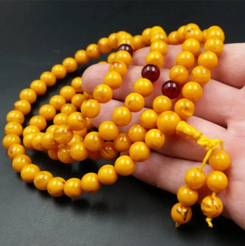 Natural Beeswax Buddha Beads Hand String Men's and Women's Stationery Hand String Beeswax 108 Natural Beeswax Bracelet