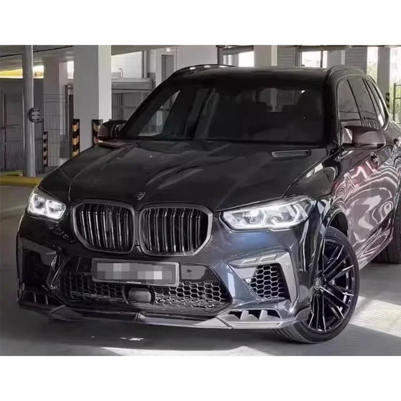 For BMW F95 X5M 2019+  Carbon Fiber Car Front Bumper Diverter Spoiler Diffuser Front lip chin L Style Car Accessories body kit