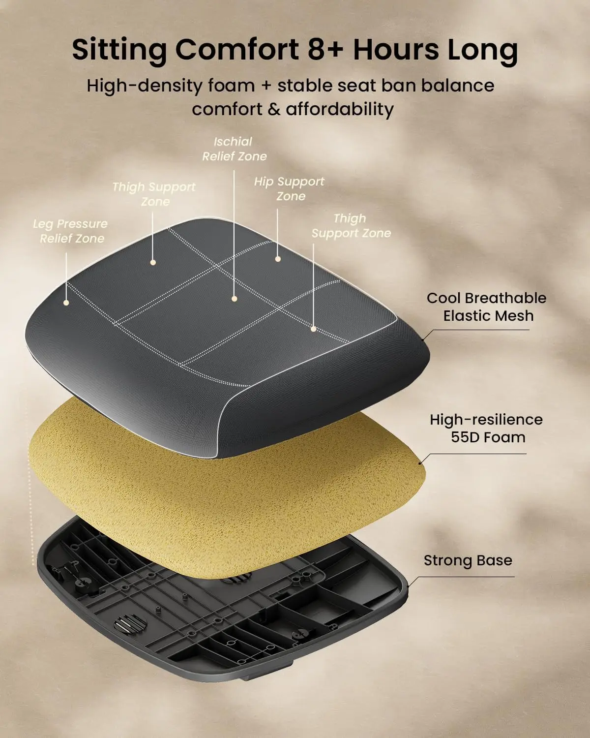 كرسي مكتب مريح - كرسي كمبيوتر شبكي عالي الظهر EC200 مع دعم قطني، ومسند رأس قابل للتعديل ثلاثي الأبعاد ومقعد منزلق لأكثر من 8 سنوات فما فوق