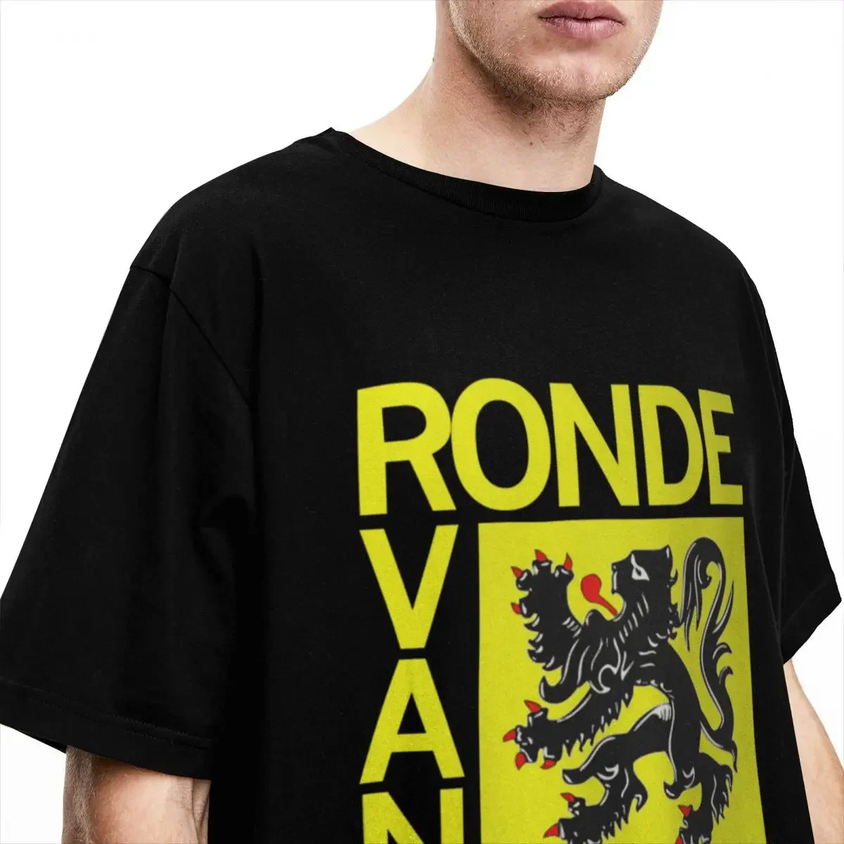 Novelty Tour Of Flanders Flag Ronde Van Vlaanderen T-Shirt Men Women's Crew Neck 100% Cotton Short Sleeve Tees Printing Clothing