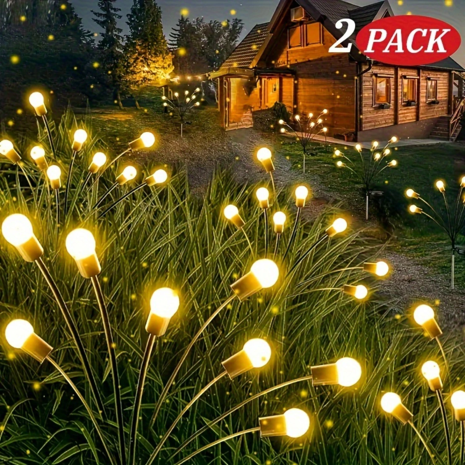 2 Pack Solar-Powered Swaying Garden Lights - Wind-Activated, Water-Resistant, High Flexibility Iron Wire & Heavy Bulb Base, Warm